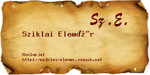Sziklai Elemér névjegykártya